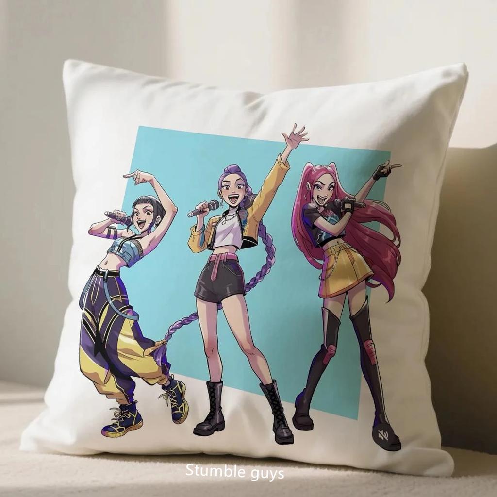 Demon Hunters Anime 45X45cm Cushion Cover Kpop Sofa Pillowcase Bedroom