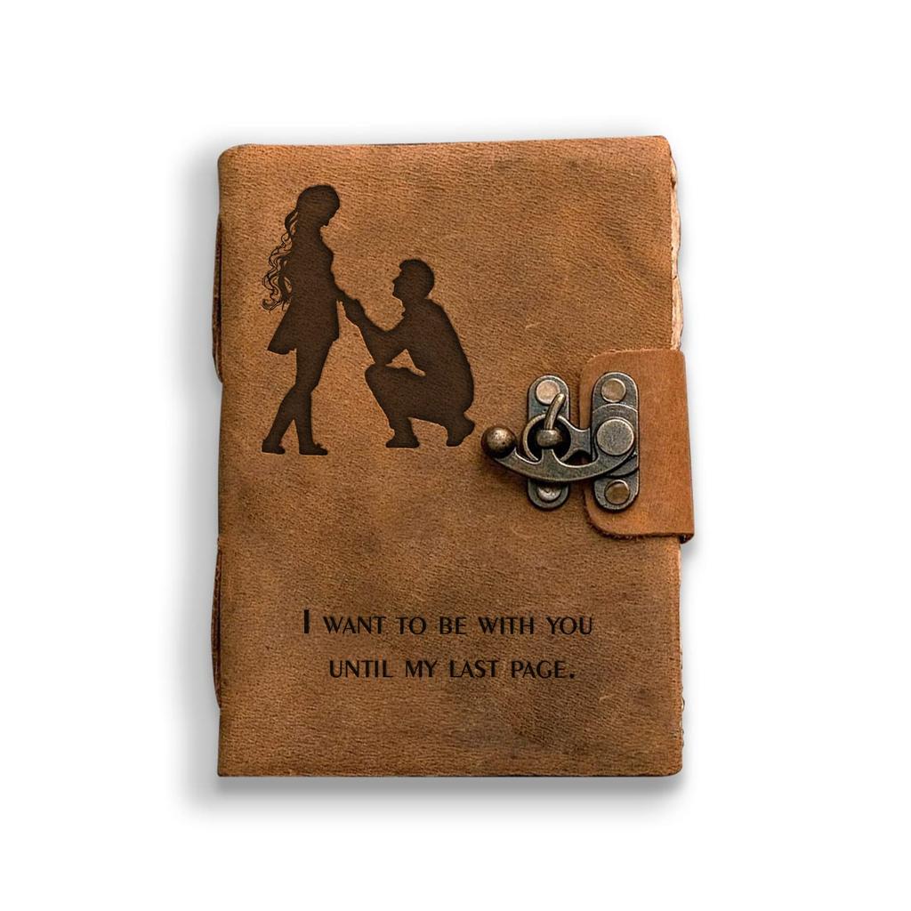 Kožený obal Ručně vyráběný papír s otřepenými okraji Milovník vintage maketa Rytý diář s kovovým zámkem Denní plánovač zápisník na psaní