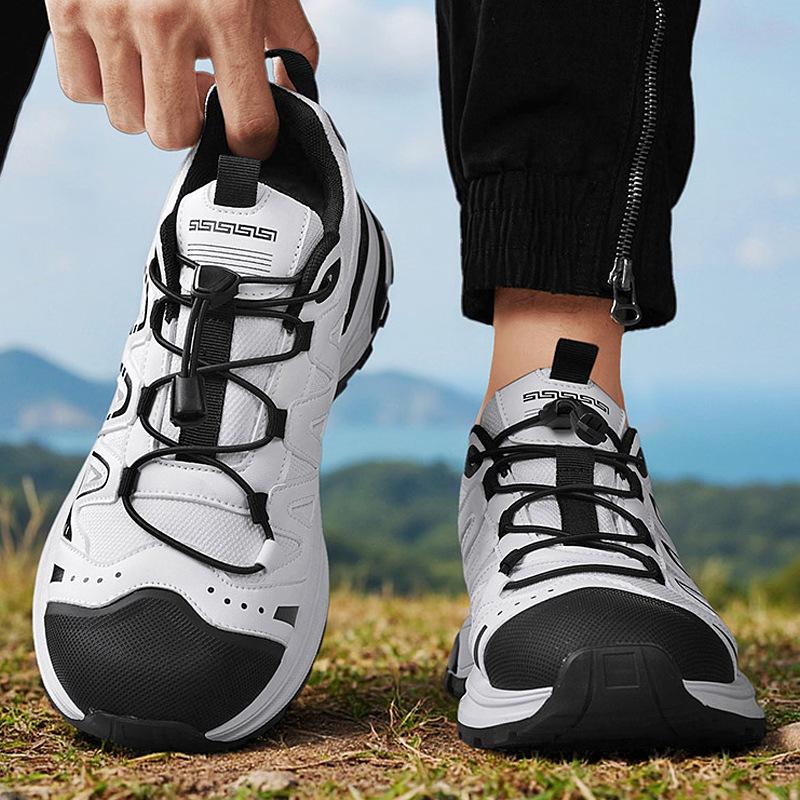 Outdoor Non-slip Wear-resistant Breathable Low-top Casual Hiking Shoes Spring and Autumn Elastic Buckle Sports Large Size Hiking Shoes
