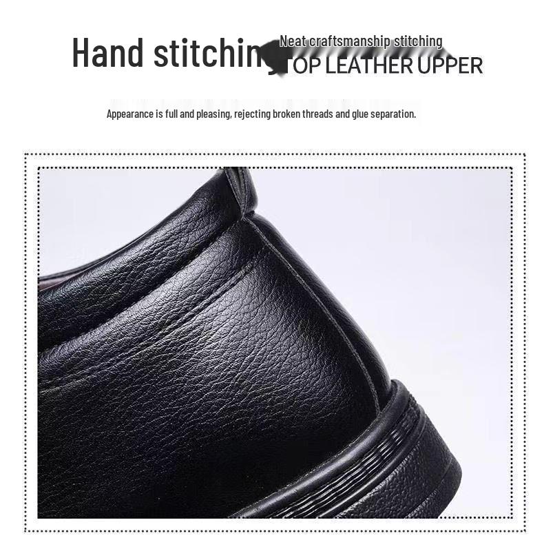 Men's Winter High-Top Cotton Boots: Warm Velvet-Lined Casual Shoes for Middle-Aged and Elderly.