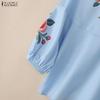 ZANZEA Blusa holgada informal con cuello redondo y manga 3/4 con estampado floral para mujer