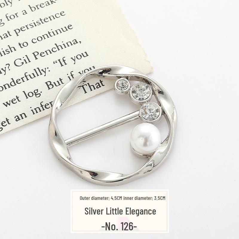 Pearl Rhinestone Waist Buckle Scarf Fastener Hem Knot Button for Women