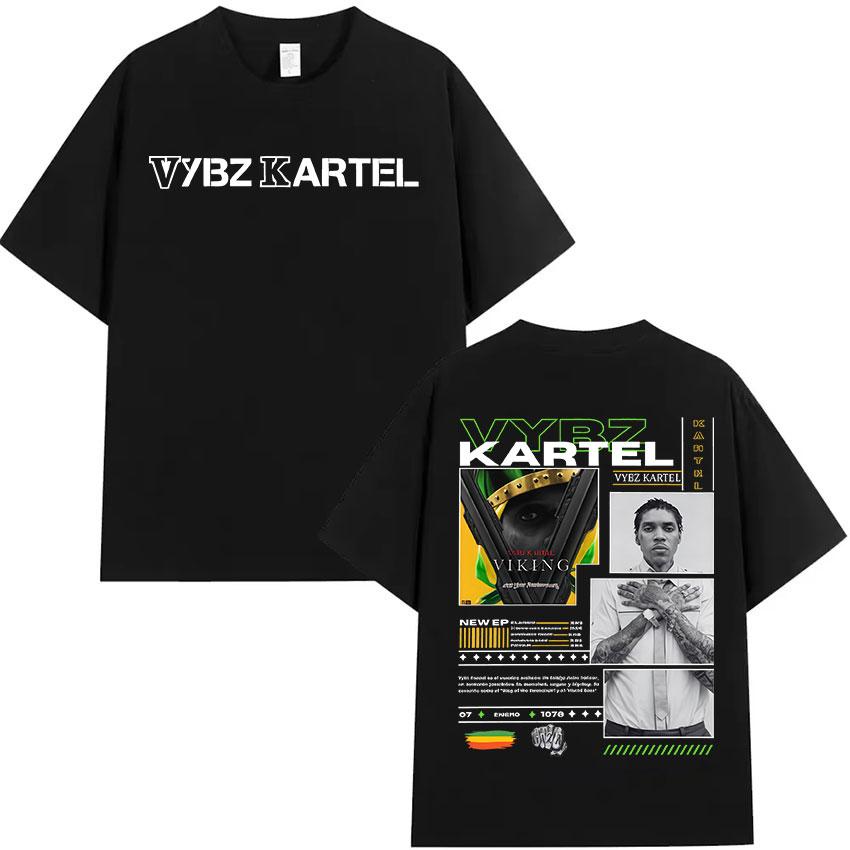 2025 Summer Rapper Vybz Kartel Album Graphic Mens Hip Hop Gothic Short Sleeve TShirt Retro 100 Pure Cotton Printed Tshirt
