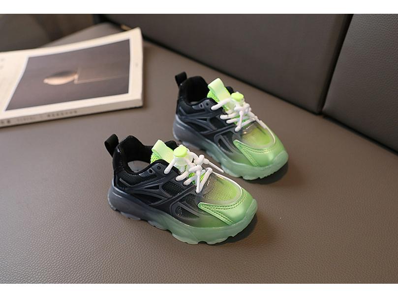 Jesień 2023 Dziecięce sneakersy z siateczki z gradientem i podświetleniem LED