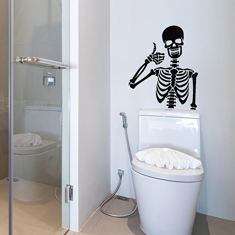 Creepy Chic, Spooky Black Skull Toilet Decal - Bathroom Sticker for Lid & Water Tank, Perfect for Halloween Home Decor