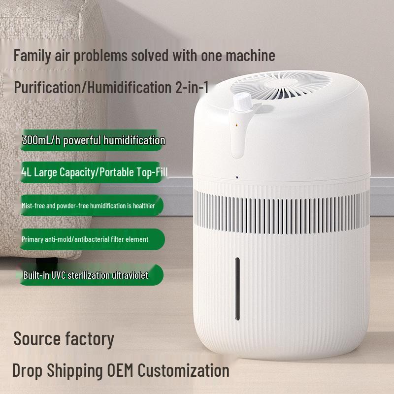 Nobico 4L Cool Mist Humidifier with Negative Ion Air Purifier, Large Capacity & Washable