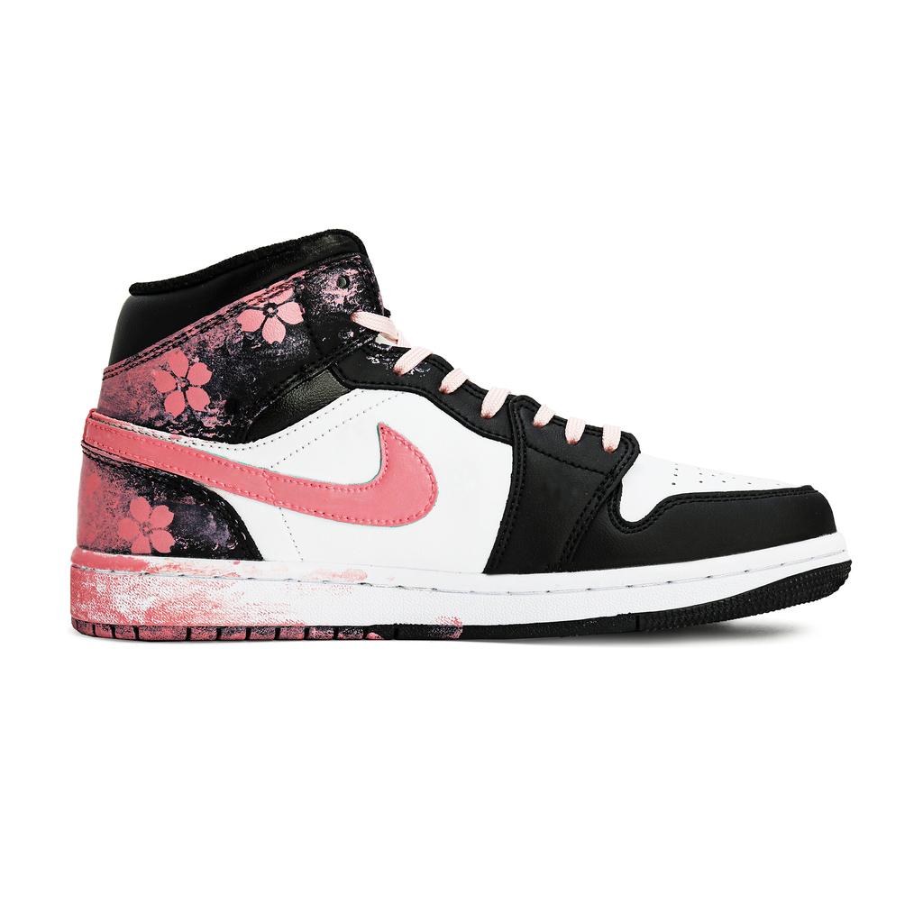 Jordan Air Jordan 1 Slip Resistant Abrasion Resistant High Top Vintage Basketball Shoes Unisex Black Pink DQ8423-103(Team629-)