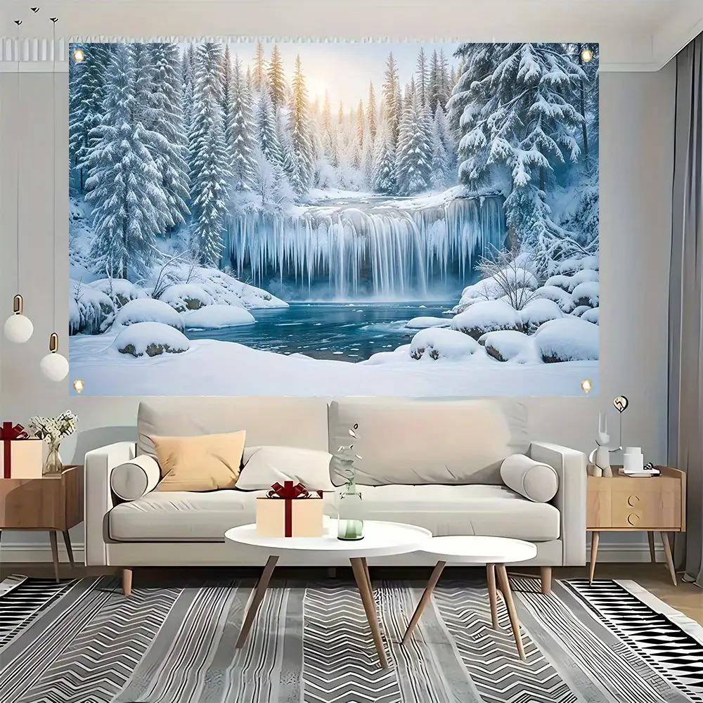 Baner Tło na Imprezę Zimowa Kraina Czarów Dekoracja Świąteczna Tło Zimowe Dekoracje na Studio Fotograficzne Fotobudkę Imprezę Świąteczną