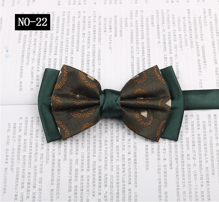 Gemusterte Fliege Herren Imitationsseide Druck Retro High-End Französisches Hemd Amtlich Fotografie Hochzeit Schleife Kragen