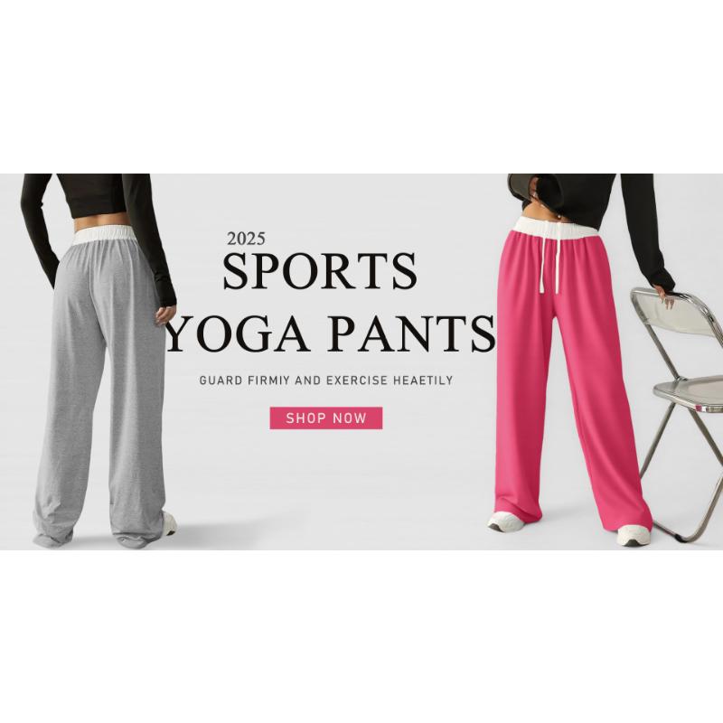 New Women's Color Block Drawstring Wide Leg Sweatpants, Loose Fit Casual Joggers with Elastic Waist for Yoga, Lounge and Street Style