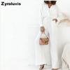 Loose Fashion Long Sleeve Shirt Wide Leg Pants Casual Pure Color Women's Set Old Money Style