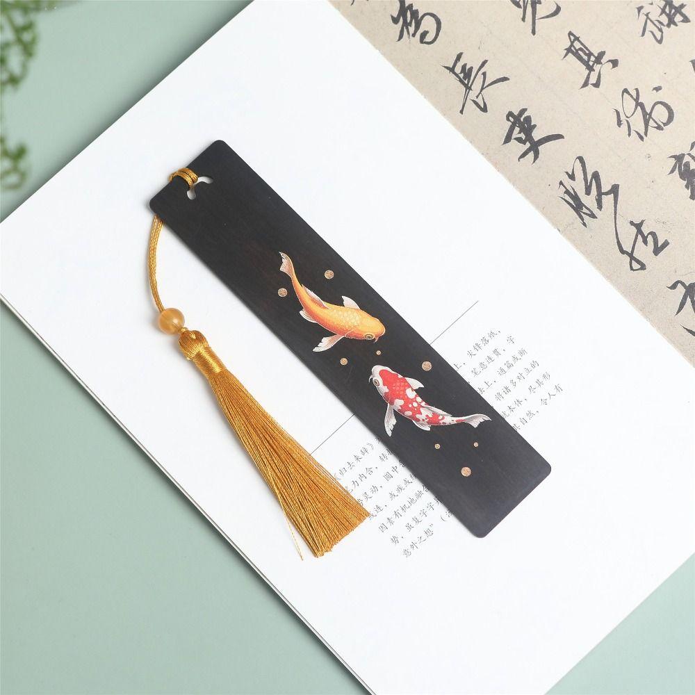 School Office Supplies Chinese Style Ebony Retro Carving Book Clip Pagination Mark Bookmark Wooden