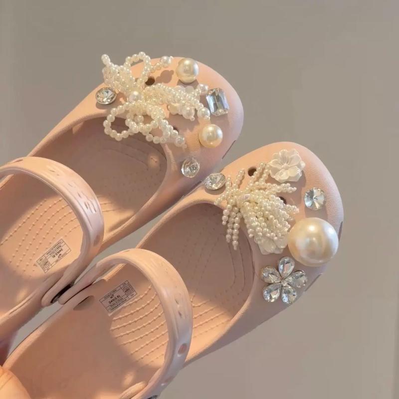 Bling Silver Rhinestone Flower Shoe Charms Metal Bead Bow & Heart Clog Charms Luxury Diy Shoe Decoration Punk Y2K Style Clog Pin