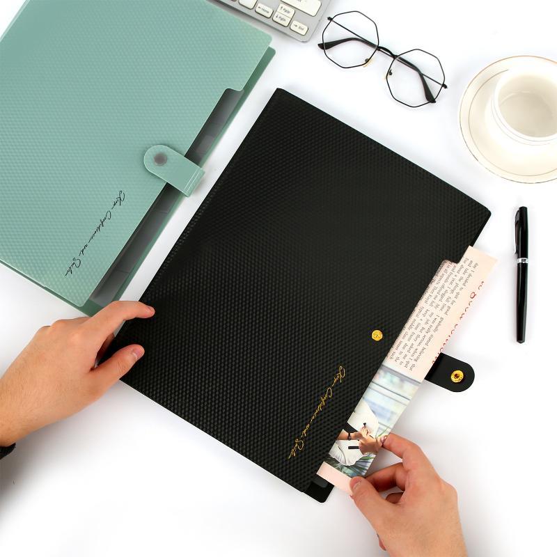 1Pc Expanding File Folder 5 Pocket Folders For Documents Portable Paper Organizer For School Office Supplies A4 Size