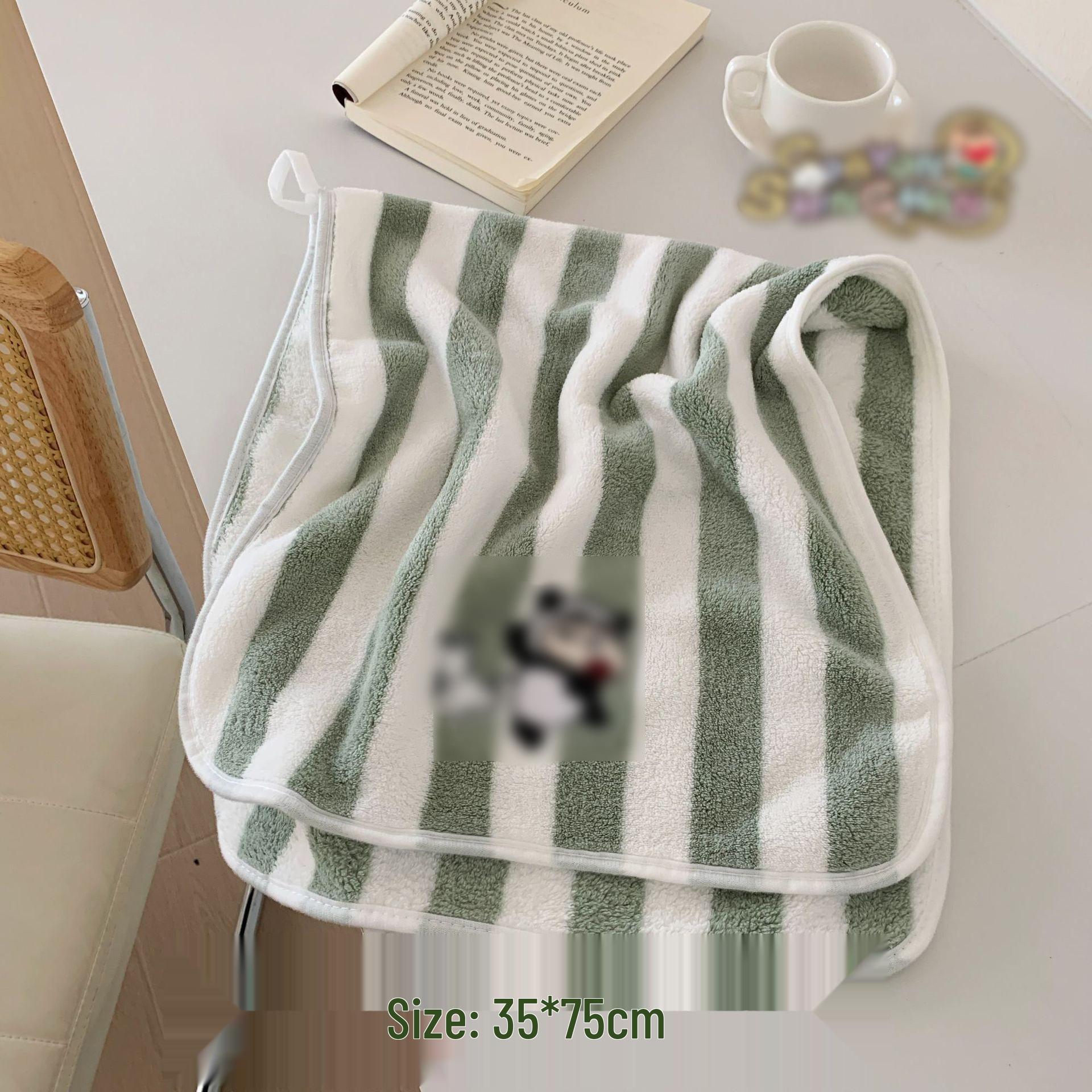 Cartoon Embroidered Quick-Dry Coral Fleece Towel & Hair Drying Cap Face Towel 35*75cm