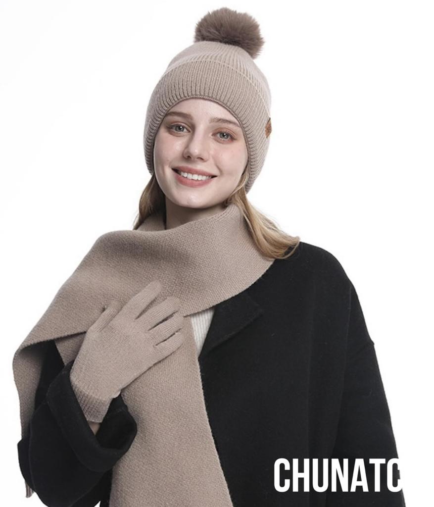 Chunach Winter Knit Knit and This Knit Hat and Neck Warmer Keeps You Warm and A Perfect Gift for or New Stylish and Perfect for Product 3-Piece Set