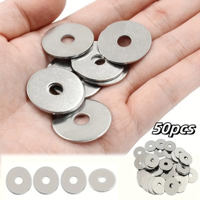 50 Pcs M6 304 Stainless Steel Flat Washers - Galvanized Thickened Metal Spacers for Indoor & Outdoor Use Rustproof 6x20x1.5mm