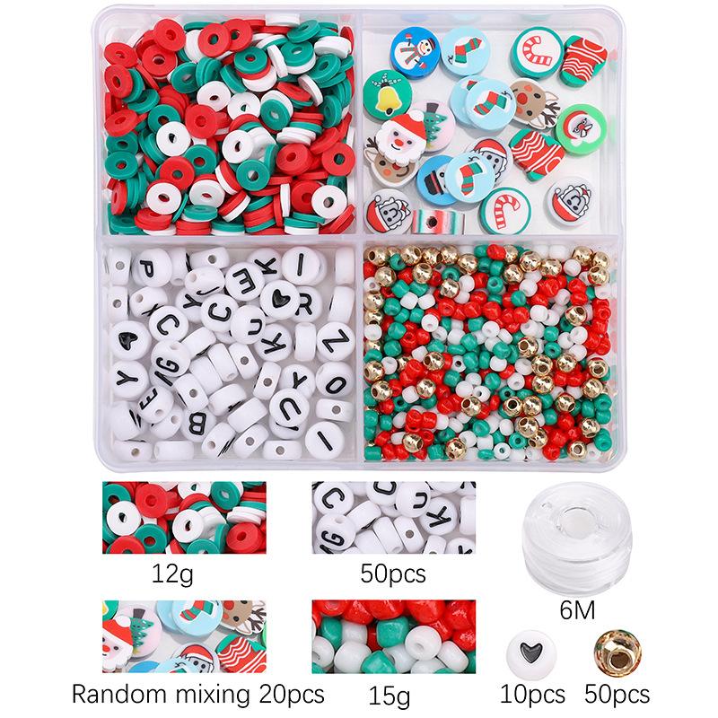 24-Fächer-Weihnachtsperlen-Set für Armband-Herstellungs-Kit DIY-Schmuck-Halsketten Bastelbedarf Feiertags-Geschenkbox