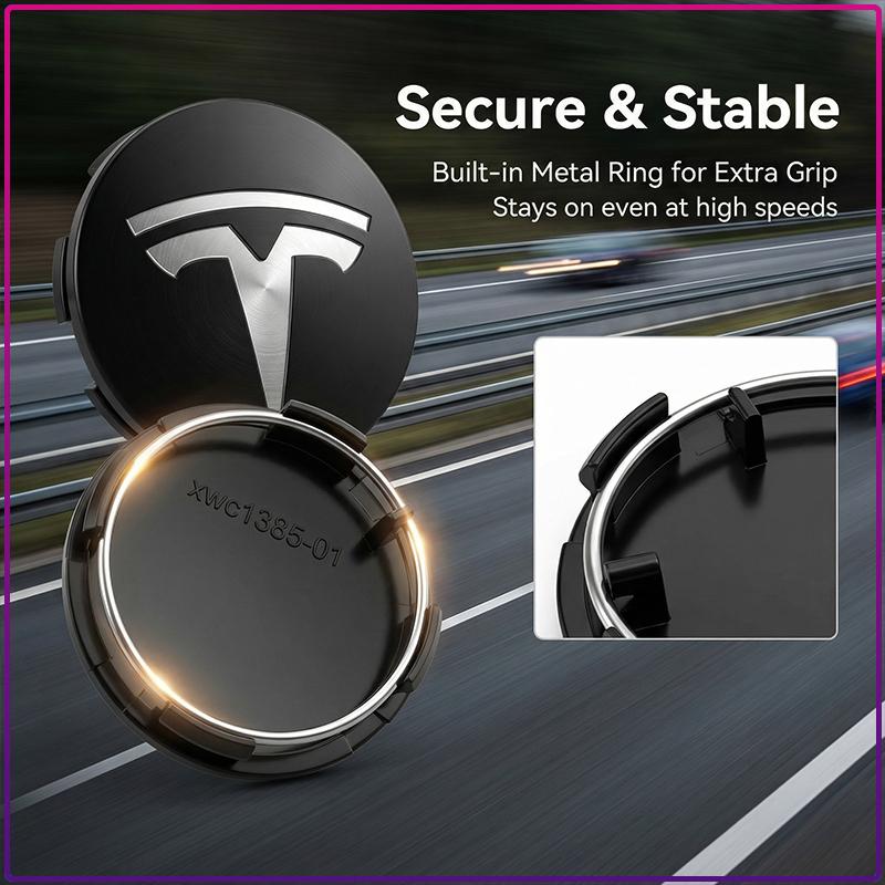 4Pcs 56MM Car Badge Emblem Wheel Center Hub Caps Rim Hubcap Cover For Tesla Model S Model X Model Y Cybertruck Model 3 Model Y
