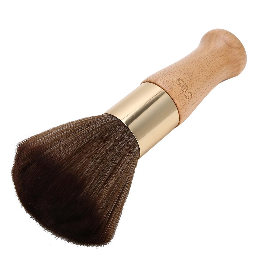 Neck Duster Brush Cleaning Hair Shaving Brushes Styling Salon Tool with Wooden HandleBurlywood