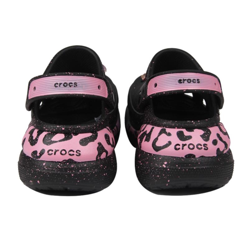 Crocs Classic Crush Puffs Sweetheart Leopard Print Sweet Cool Hot Girl Splashed Ink Hole Shoes Unisex Same Black Pink