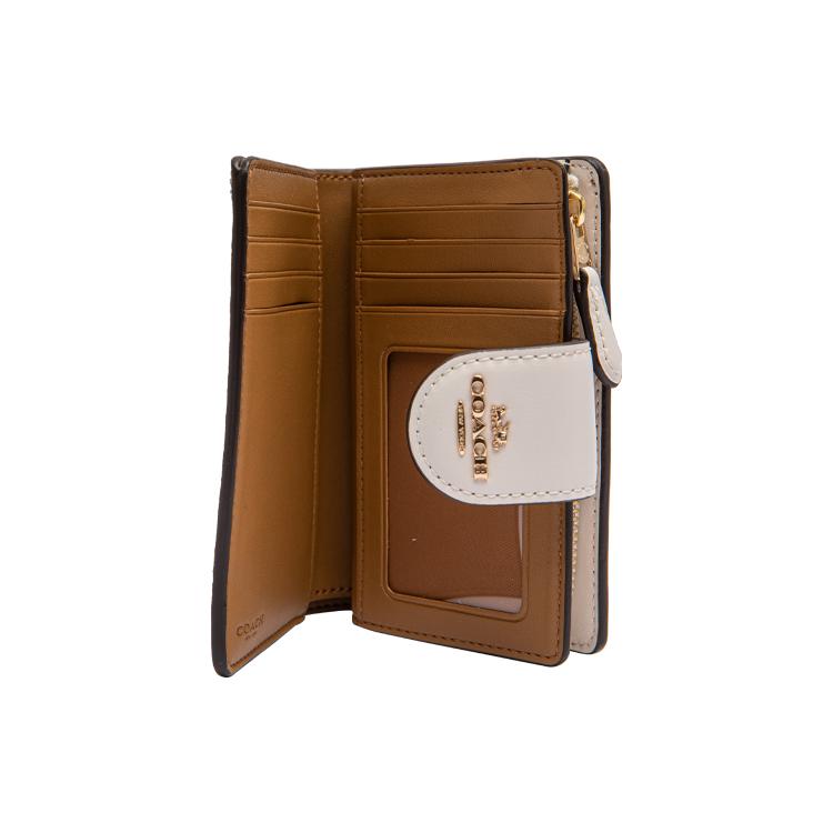 COACH Corner Zip Canvas With Leather Clutch Medium Women's White & Khaki Monogram C0082-IMDJ8