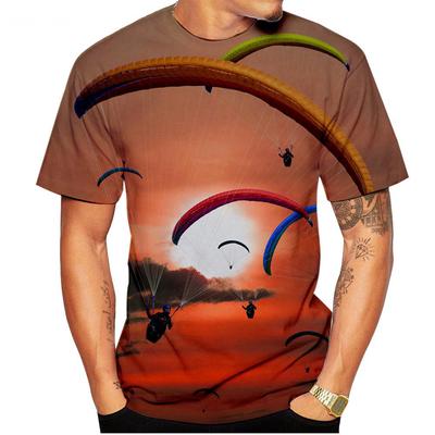 Novas camisetas esportivas radicais parapente 3D com estampa de verão, camisetas masculinas e femininas de manga curta, camisetas Harajuku grandes, tops, roupas infantis