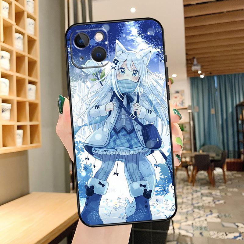 Anime Cat Girl Phone Case For iPhone 15 Pro Max 14 13 12 11 16 17 Pro Max mini 15 16 Plus 16e 17 Air Cover
