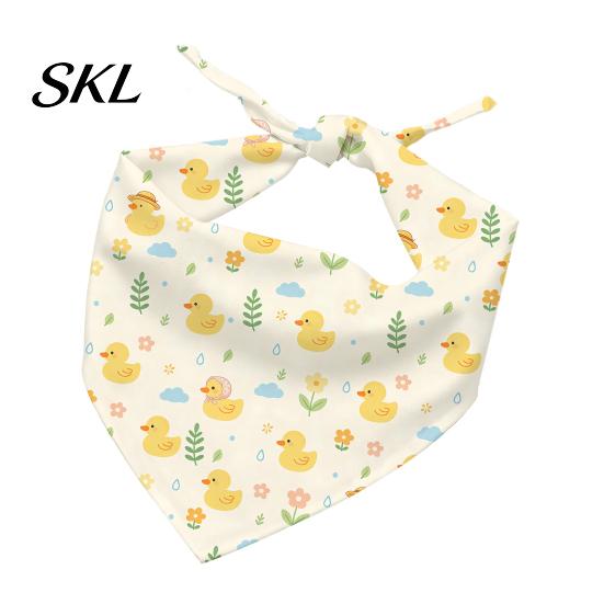 Dog Bandana Soft Fabric Cute Duck Cat Bandana, Yellow Print Pet Breathable Scarf Scarf, Adjustable Triangular Neck for Cats Small Dogs