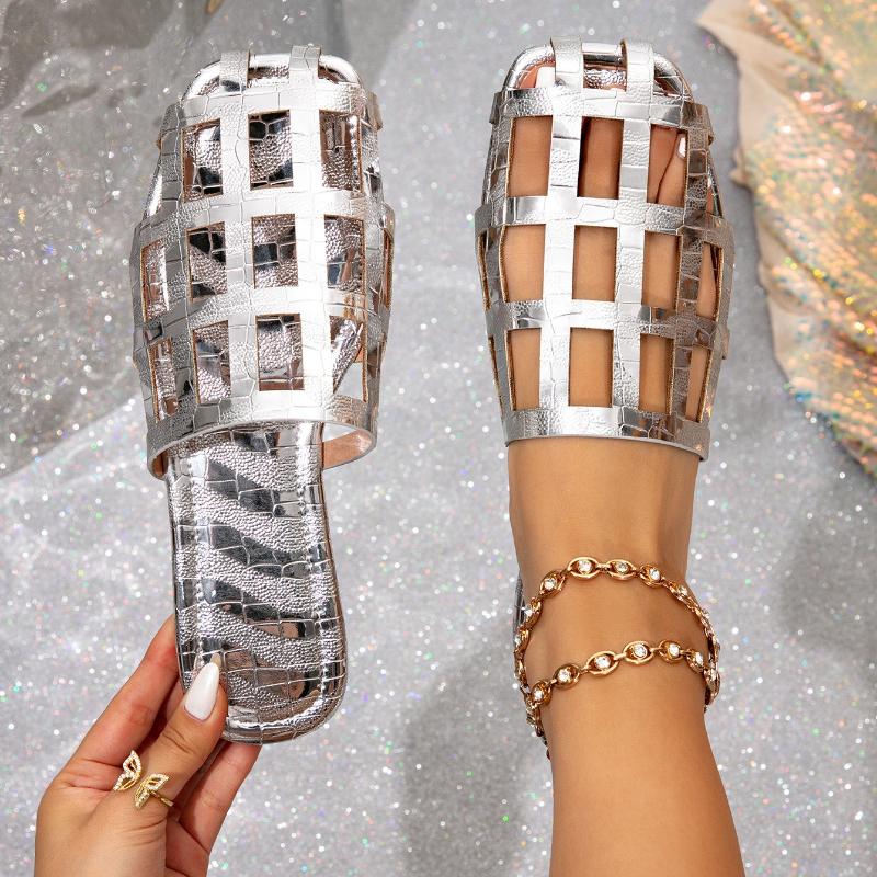 Modische temperamentvolle Damenschuhe 2026 Sommer Neue Runde Zehen Flache Schuhe Einfache Vielseitige Damen Pantoffeln Rutschfeste Damen Strandschuhe