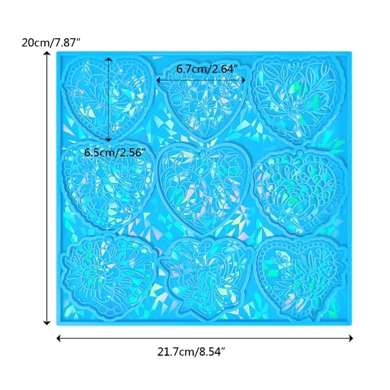 Holographic Heart Mold Silicone Jewelry Pendant Resin Mold Sparkling Flower Epoxy Mold Earring Charm Mold DIY Craft