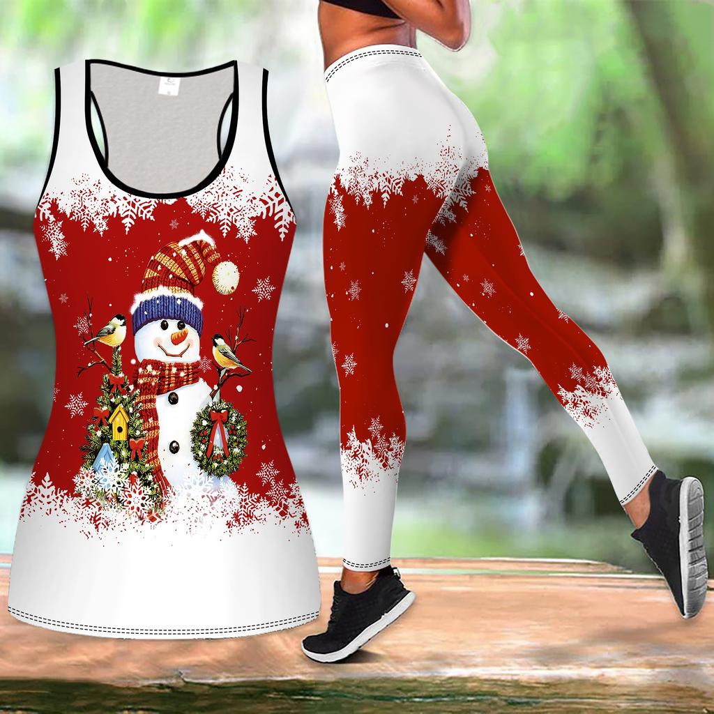 Conjunto de Yoga con Estampado Festivo Navideño para Mujer Mallas de Entrenamiento de Moda Fitness Deportes Casual Conjunto de Yoga Traje Deportivo