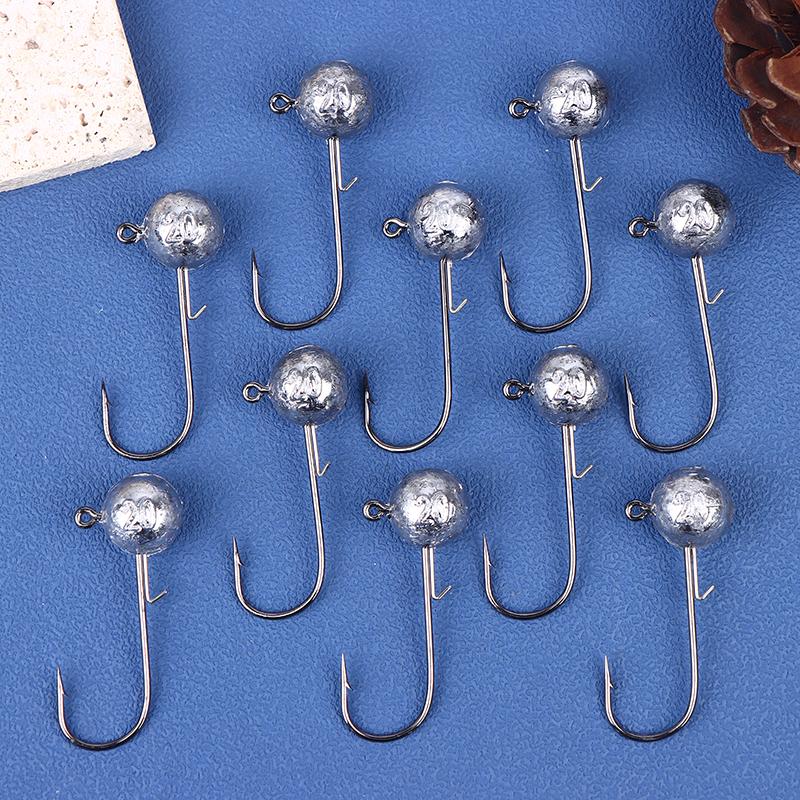 Rosewood Jig Heads Fishing Hook Long Shank Wide Gap 5G 7G 10G 14G Unpainted Ball Sharp Jighead For Trout Bass Fishing Tackle