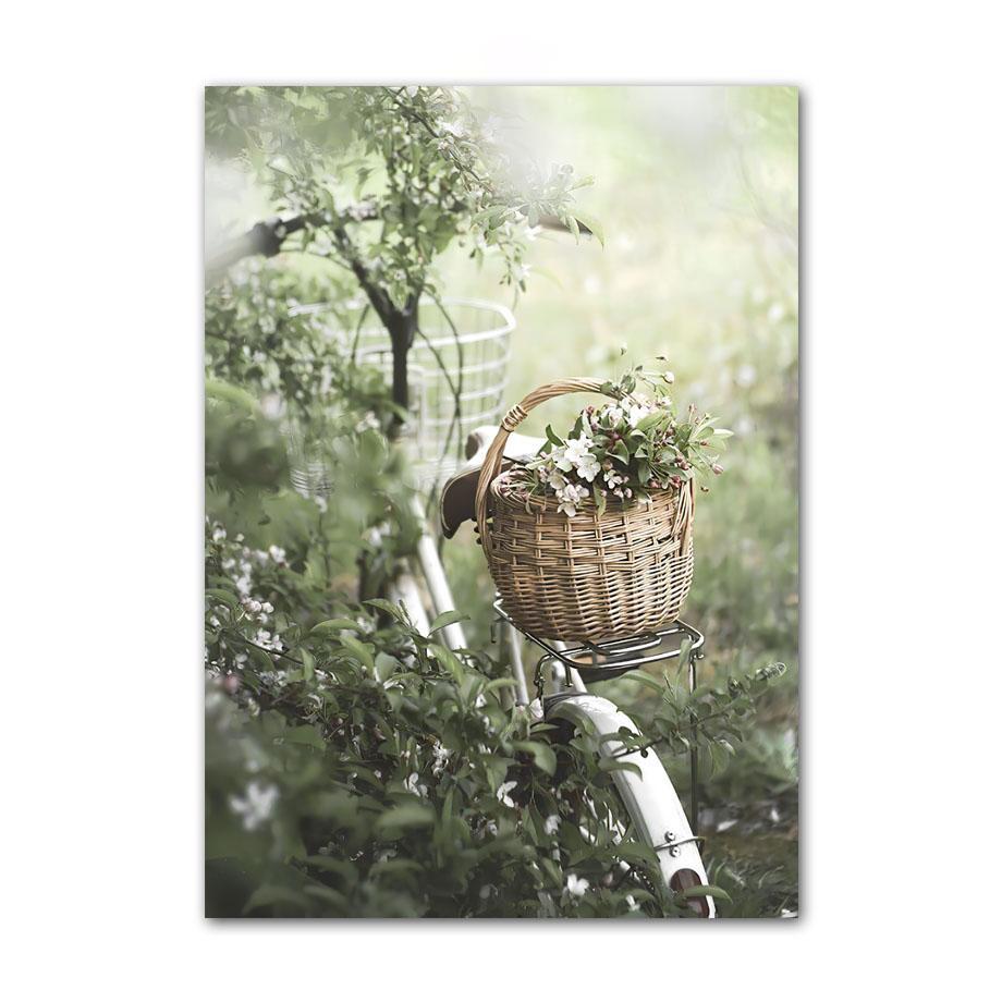 White Flower Dandelion Green Hill House Wall Art Canvas Painting Nordic Posters And Prints Wall Pictures For Living Room Decor