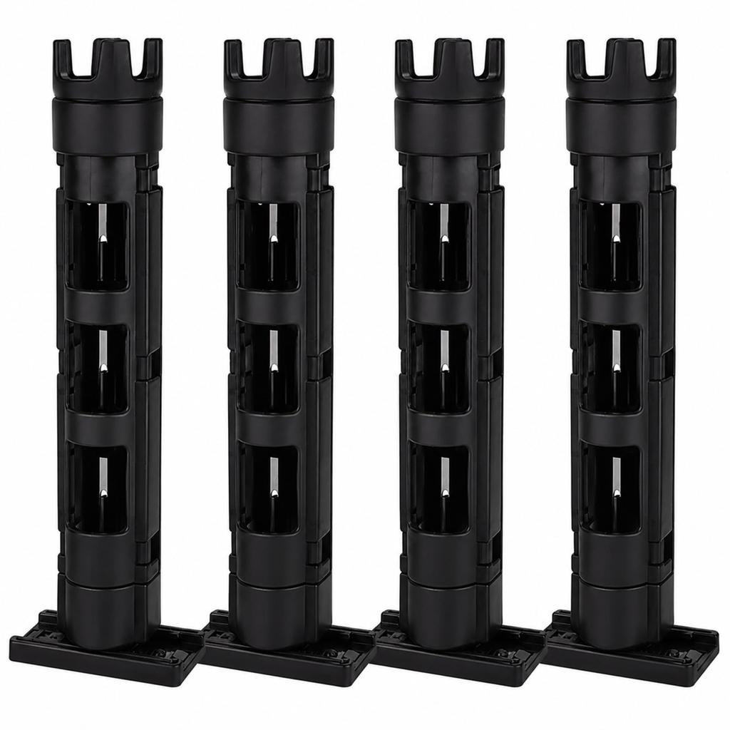 WARMTOOL Silicone Rod Holder Stand for Tackle Box 3-Stage Height Adjustment 28/33.5/39.5cm Black Fishing Keeper Rack Lightweight