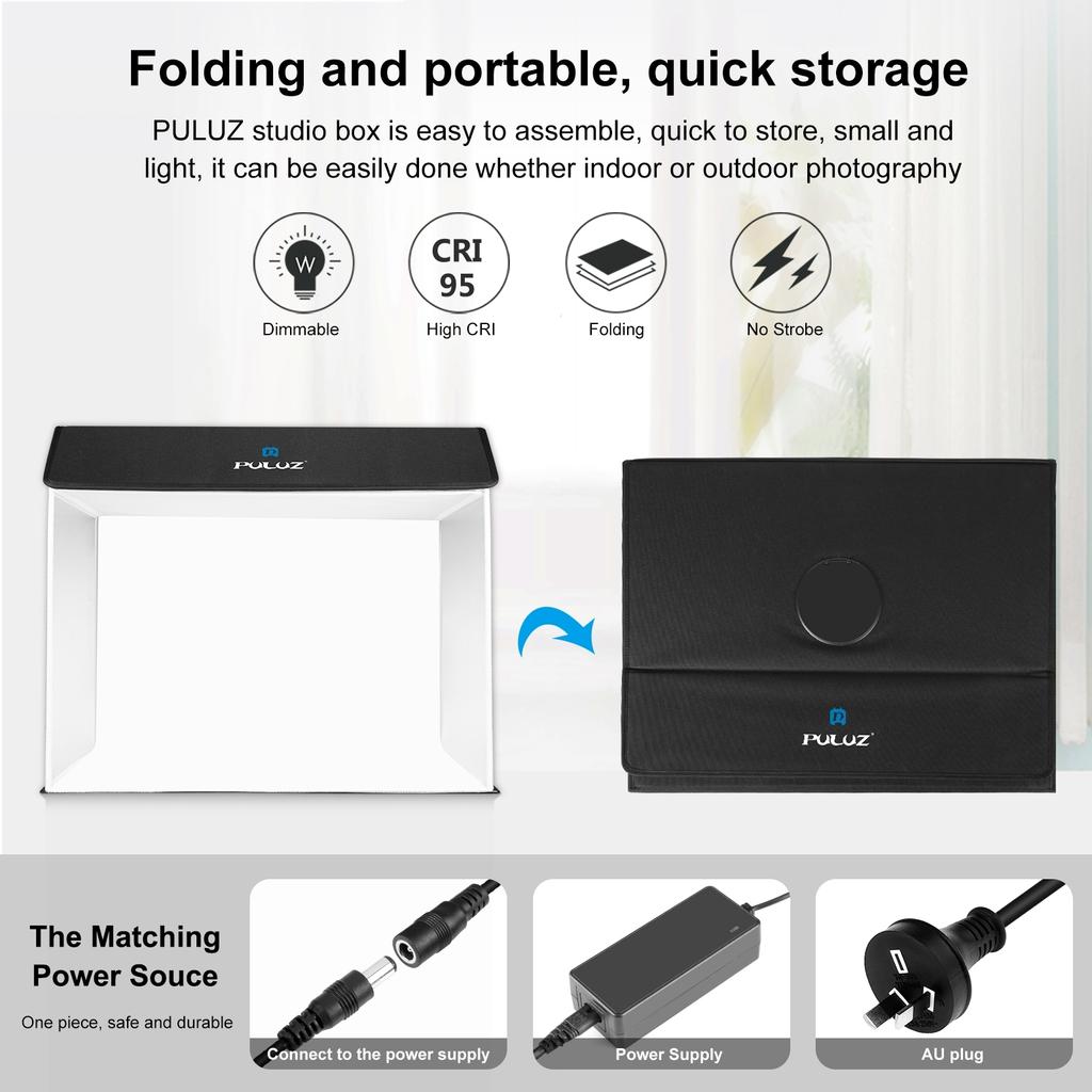 PULUZ PU5064 Składany Namiot Świetlny LED Desktopowe Studio Fotograficzne Light Box Przenośny Sześcian Softbox 672szt.