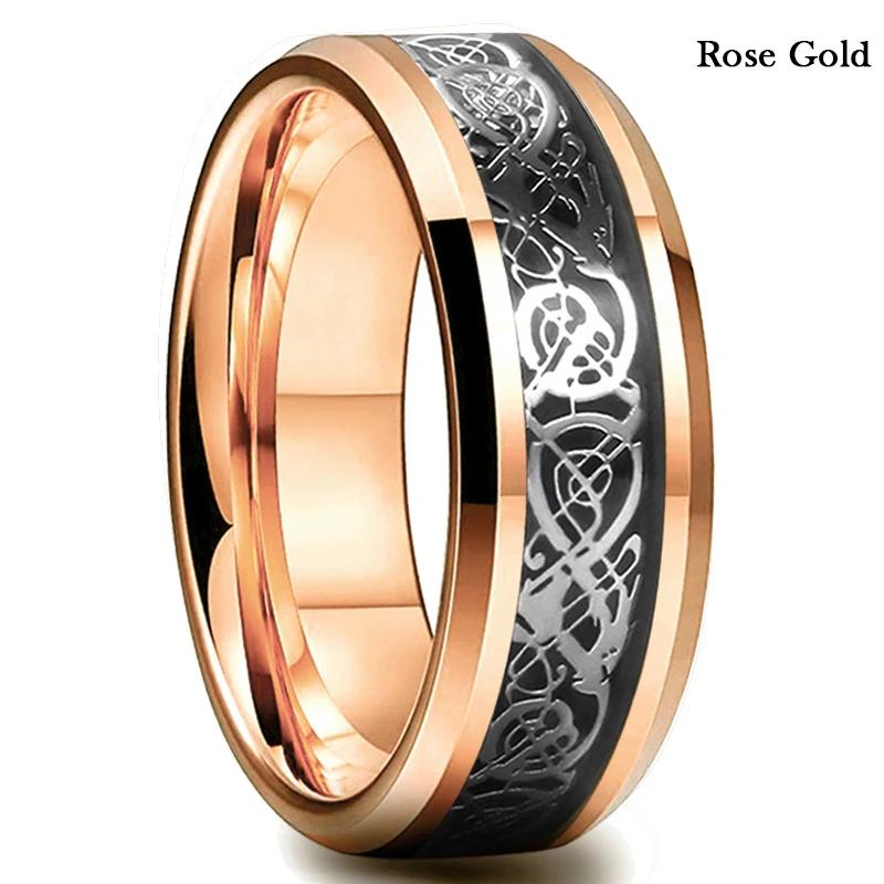 Vintage Silver Color Titanium Stainless Steel Rings for Men Black Carbon Fiber Ring Wedding Jewelry Christmas Gift Accessories