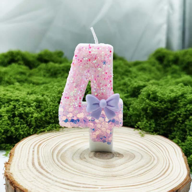 Purple Bow Birthday Party Cake Plugin Digital Candle Creative Design