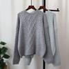 Thickened twist gentle wind knitted sweater top autumn and winter new loose soft waxy sweater pullover woman