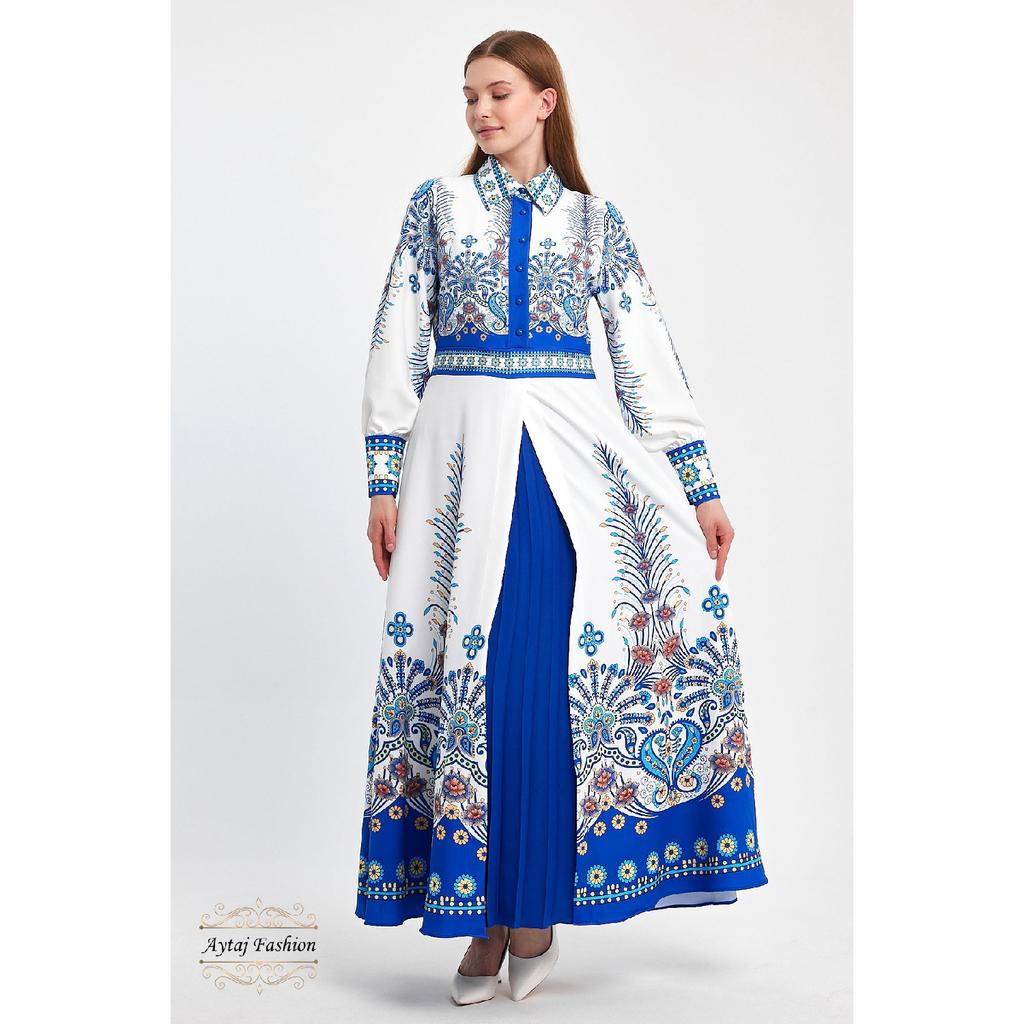 Floral Hijab Dress, Original Style, Cuffed Sleeves