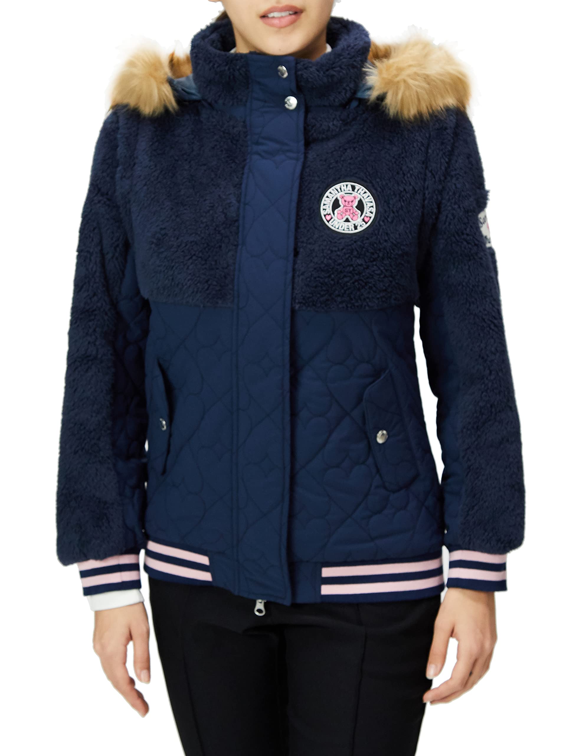 

Thavasa Under 25 Number Jacket Heart Quilt Boa Combination 2WAY Jacket Navy M [Samantha & 7] Women s тёмно-синий
