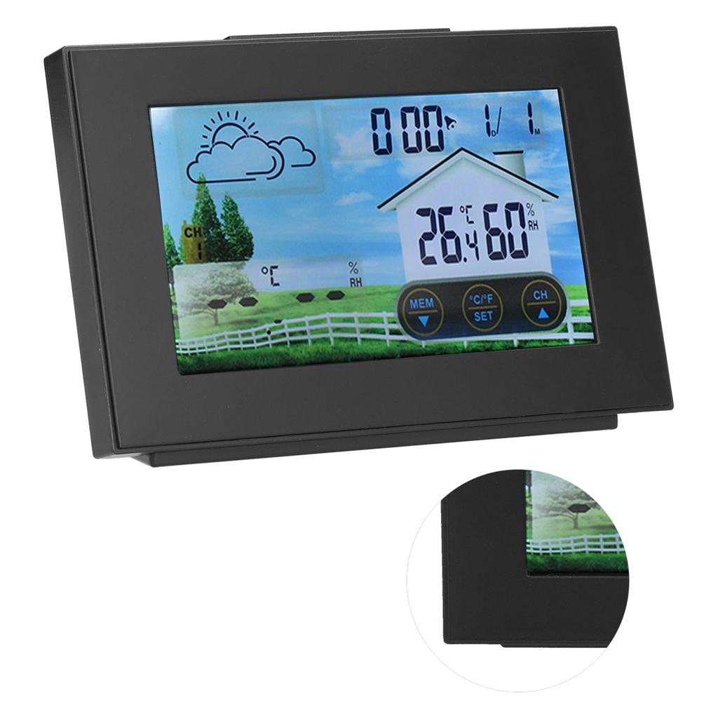 Weather Clock with Color Touch Screen Backlight Indoor Outdoor Thermometer Hygrometer Weather
