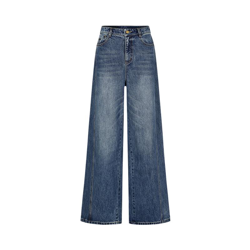 

JIUZI ANNACO Women s Washed Deconstructed Denim Curved Leg Jeans S