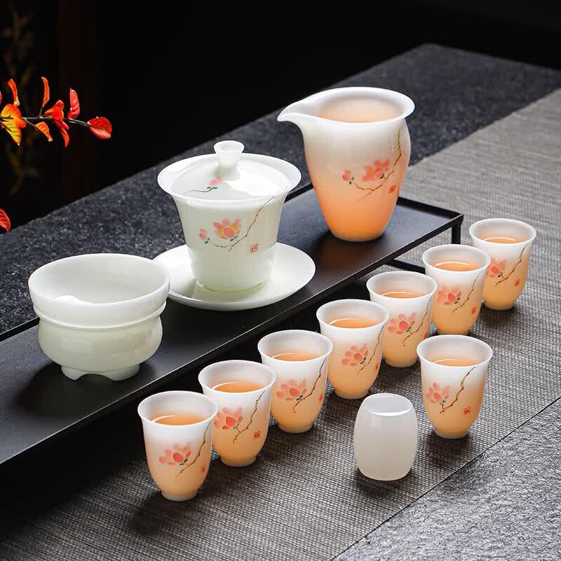 Tuopai 13-Piece Hand-Painted Porcelain Tea Set