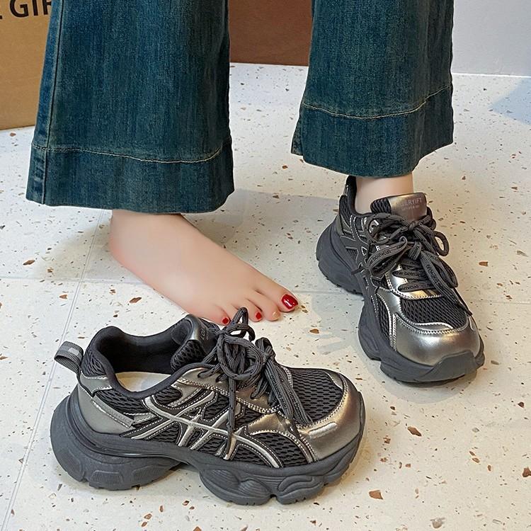 Stepping On Shit Feeling Thick-soled Dad Shoes for Women 2025 Autumn New Mesh Breathable Retro Soft-soled Running Sneakers for Women