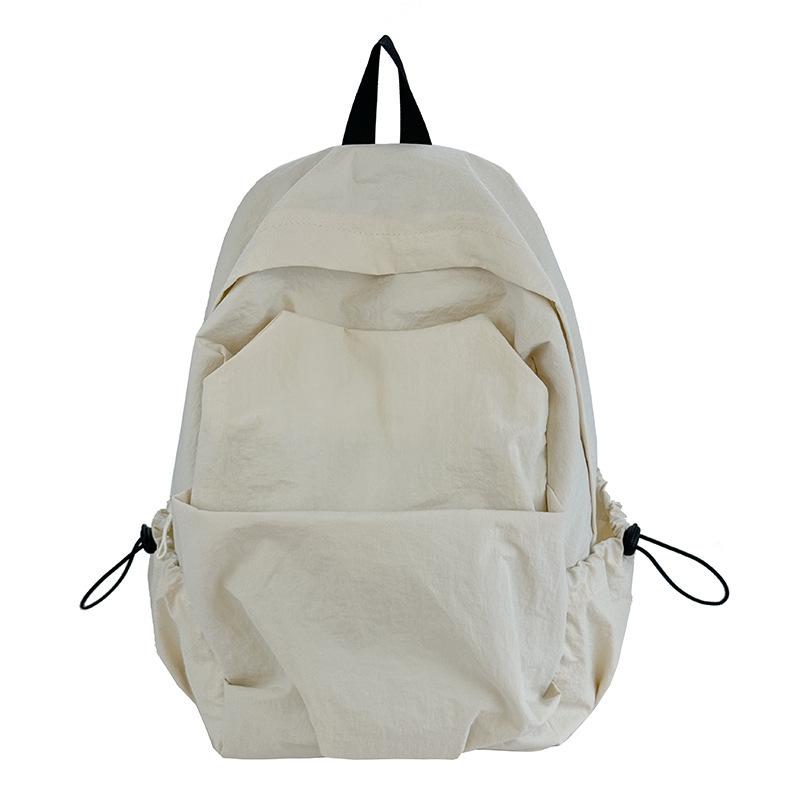 Schoolbag Korean Version Solid Color Simple Backpack Large Capacity Lightweight Student Schoolbag Computer Bag Leisure Travel Commuter Small Backpack