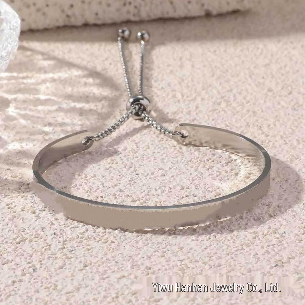 Hot Sale Adjustable Titanium & Stainless Steel Etched Bracelet