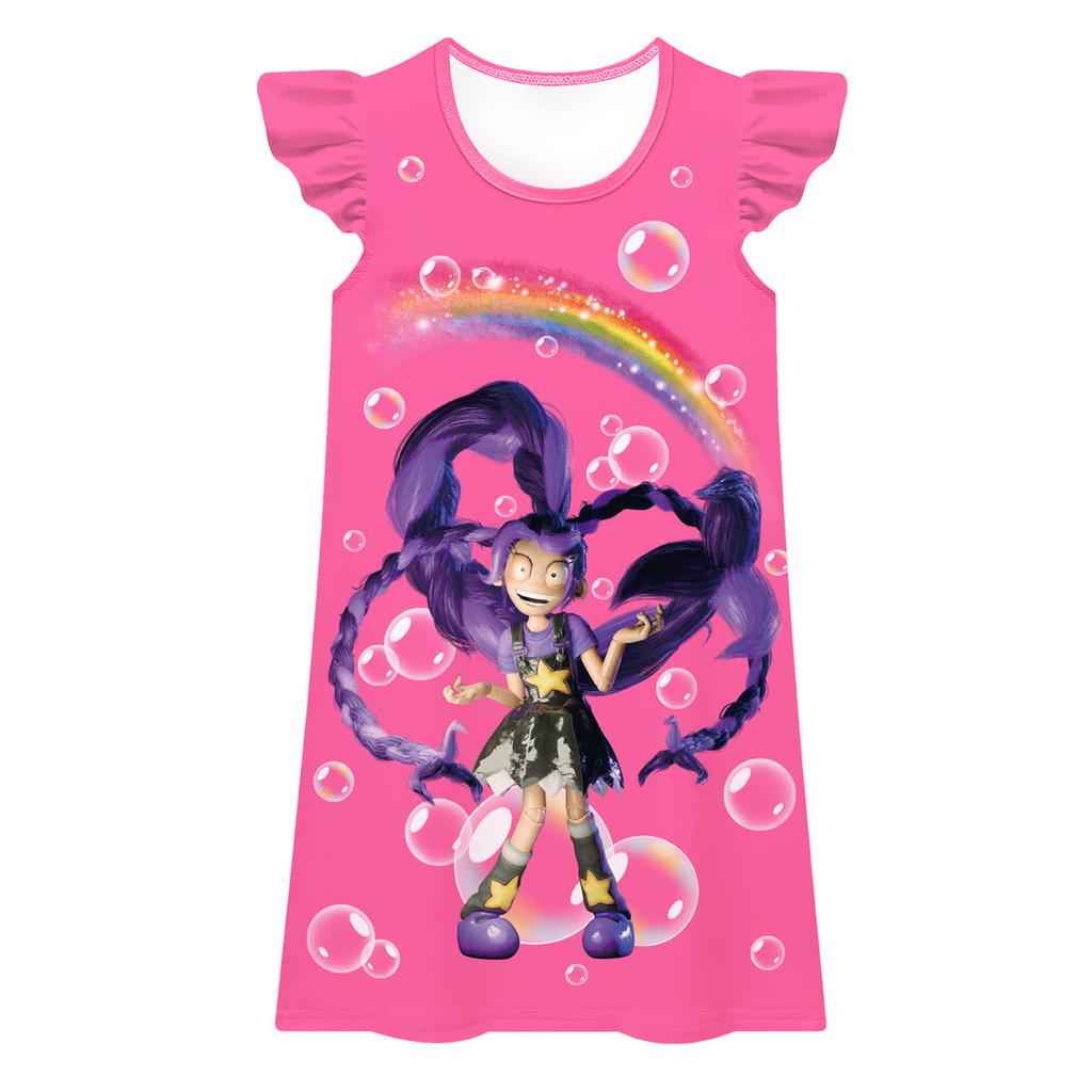 

83056 Multi-color Kids Girls Lily Lovebraids Printed Short Sleeves Dress 100cm розы красного