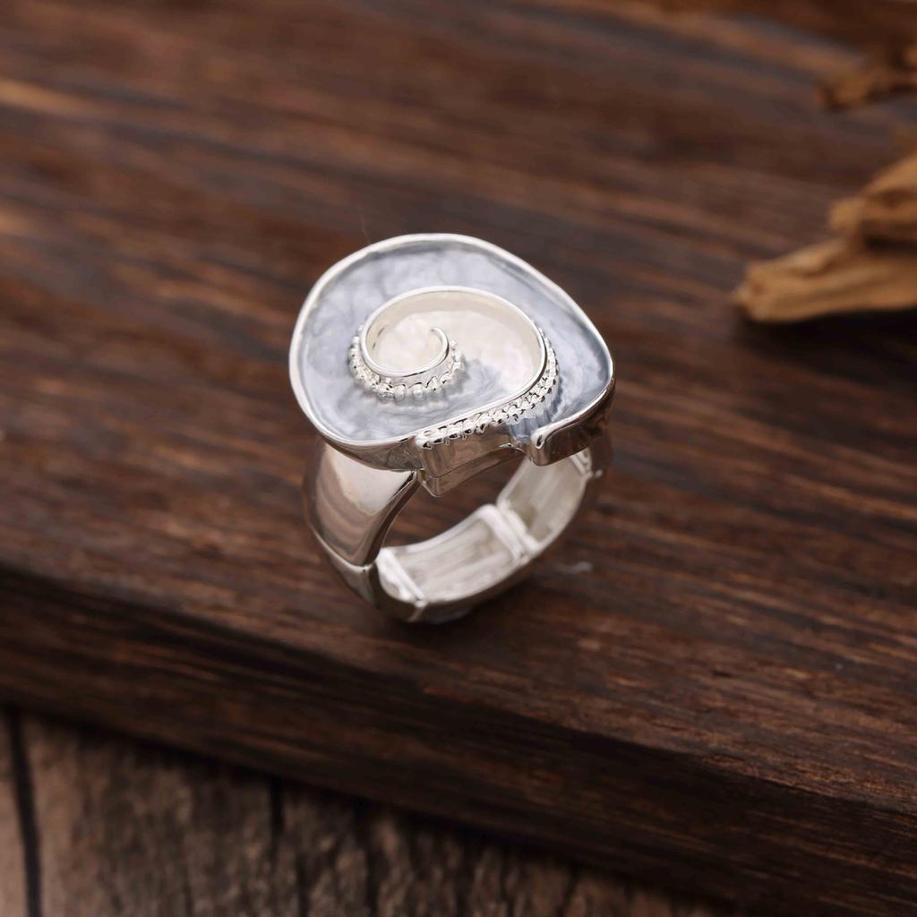 Enamel Geometric Flower Elastic Ring, Women's Fashion High-end Rose Alloy Ring