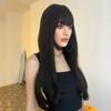 BLONDE UNICORN Black Synthetic Hair Wigs Princess Cut Bangs Long Straight Wig for Women Afro Cosplay Lolita Natural Hair Heat Resistant Fiber
